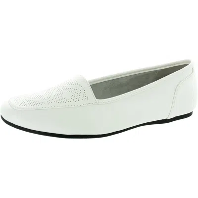 Easy Street Womens Perforated Man Made Flat Shoes In White