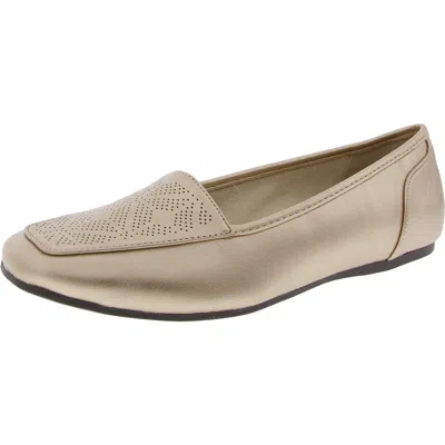 Easy Street Womens Perforated Man Made Flat Shoes In White