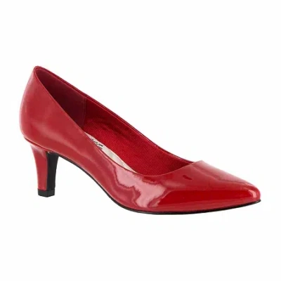 Easy Street Womens Pointe Pointed Toe Stiletto Heel Pumps In Red