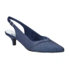 Easy Street Womens Pointed Closed Toe Kitten Heel Pumps In Blue