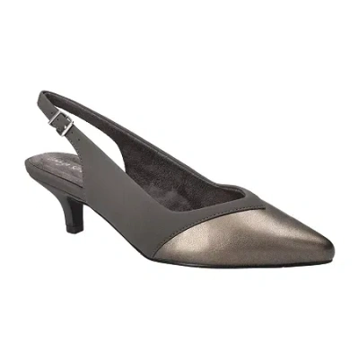 Easy Street Womens Pointed Closed Toe Kitten Heel Pumps In Gray
