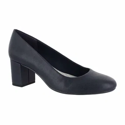 Easy Street Proper Womens Faux Leather Slip On Pumps In Navy