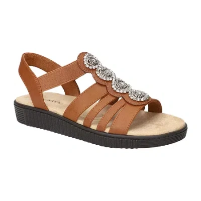 Easy Street Womens Samira Flat Sandals In Brown