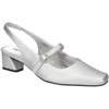 Easy Street Womens Shimmer Man Made Slingback Heels In Silver Satin