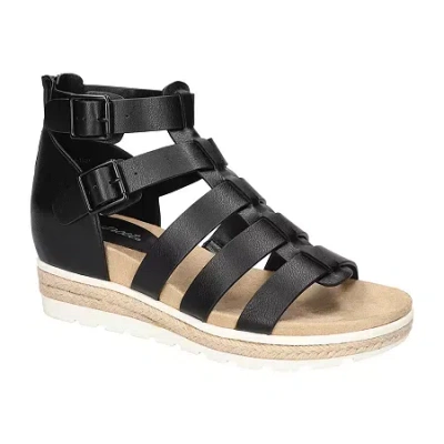 Easy Street Womens Simone Wedge Sandals In Black