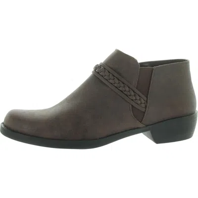 Easy Street Womens Slip On Zipper Shooties In Brown