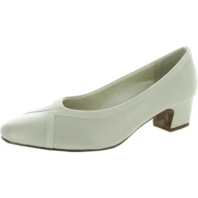 Easy Street Womens Solid Leather Block Heels In Beige