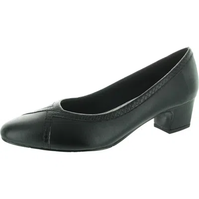 Easy Street Womens Solid Leather Block Heels In Black