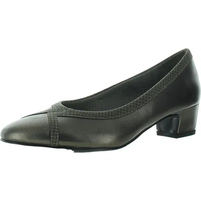 Easy Street Womens Solid Leather Block Heels In Silver