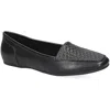 Easy Street Womens Solid Man Made Flat Shoes In Black Woven Embossed