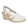 Easy Street Stargaze Womens Faux Leather Closed Toe Wedge Sandals In White