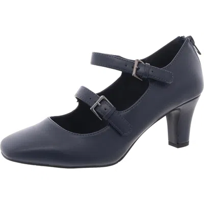 EASY STREET WOMENS STRAPPY FAUX LEATHER KITTEN HEELS