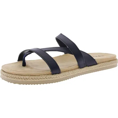 Easy Street Womens Strappy Leather Slide Sandals In Blue