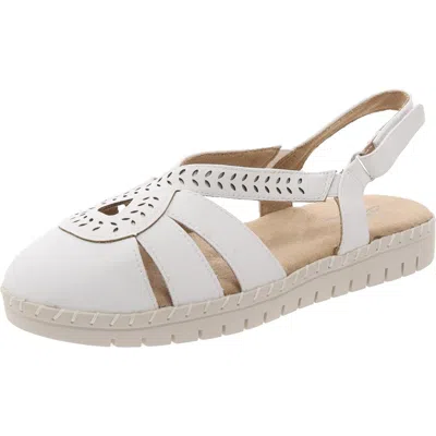 Easy Street Womens Strappy Man Made Ankle Strap In White