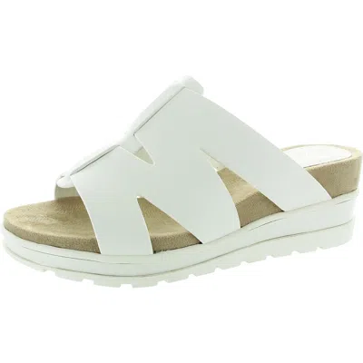 Easy Street Womens Strappy Man Made Slide Sandals In White