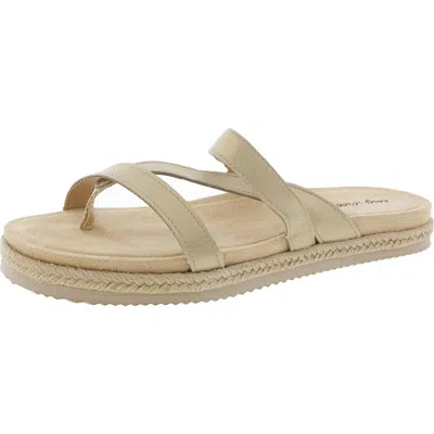 Easy Street Womens Toe Loop Manmade Slide Sandals In Gold