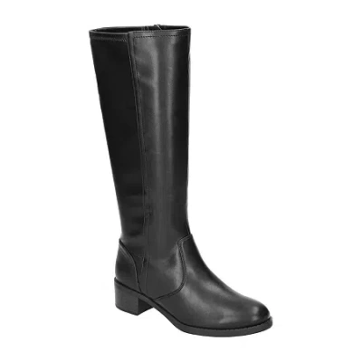 Easy Street Womens Tucker Plus Extra Wide Calf Stacked Heel Riding Boots In Black