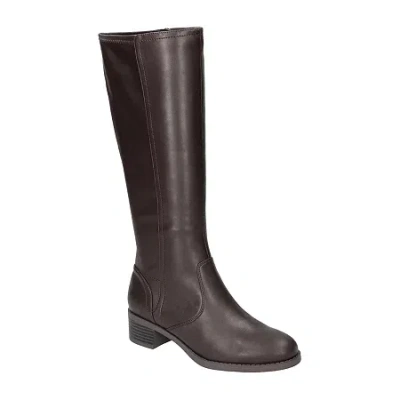 Easy Street Womens Tucker Stacked Heel Riding Boots In Brown