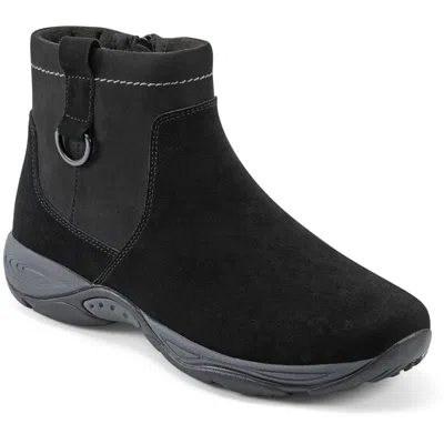 Easy Street Womens Leather Pull On Booties In Black
