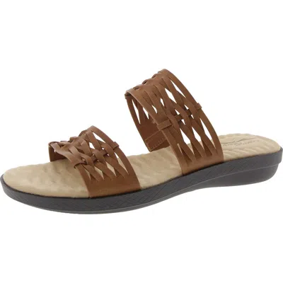Easy Street Womens Woven Faux Leather Slide Sandals In Multi
