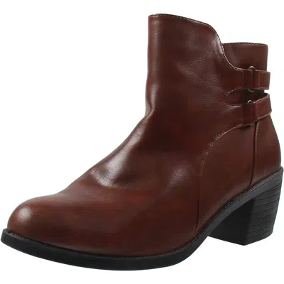 Easy Street Womens Zipper Faux Leather Booties