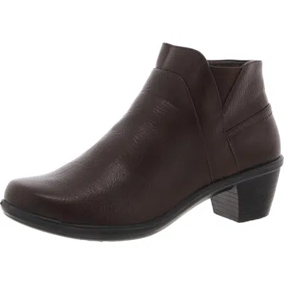 Easy Street Womens Zipper Faux Leather Booties In Brown