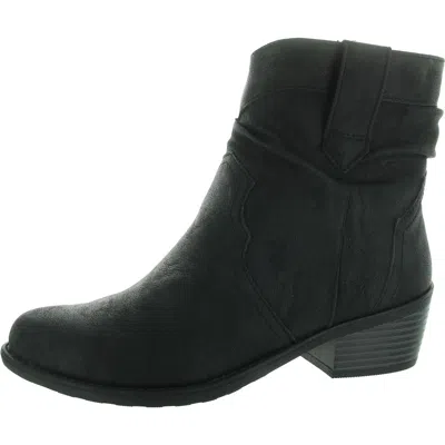 Easy Street Womens Zipper Man Made Ankle Boots In Black