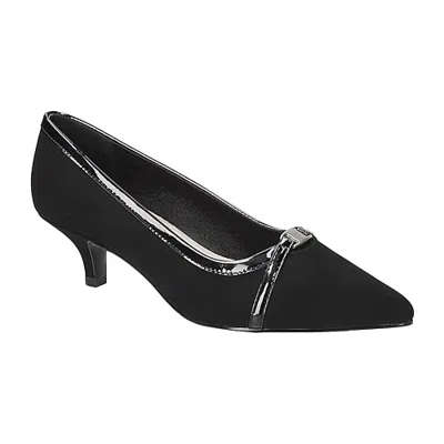 Easy Street Zayn Womens Pointed Closed Toe Kitten Heel Pumps In Black