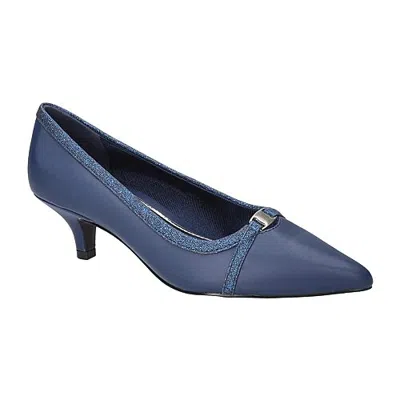 Easy Street Zayn Womens Pointed Closed Toe Kitten Heel Pumps In Blue