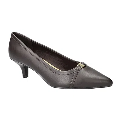 Easy Street Zayn Womens Pointed Closed Toe Kitten Heel Pumps In Brown