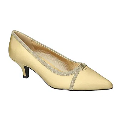Easy Street Zayn Womens Pointed Closed Toe Kitten Heel Pumps In Yellow