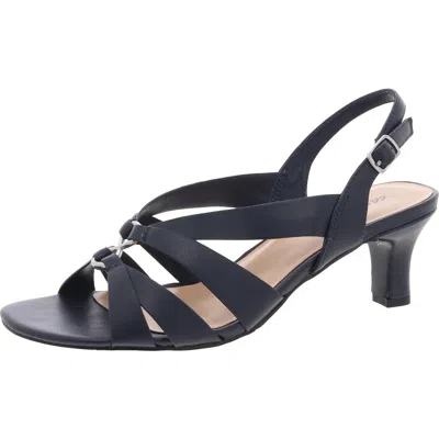 Easy Street Zazie Womens Comfort Insole Faux Leather Kitten Heels In Blue