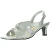 Easy Street Zazie Womens Comfort Insole Faux Leather Kitten Heels In Silver