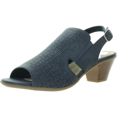 Easy Street Zelma Womens Buckle Faux Leather Block Heel In Blue
