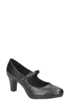 Easy Street Zest Womens Faux Leather Buckle Mary Jane Heels In Black Croco