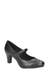 Easy Street Zest Womens Faux Leather Buckle Mary Jane Heels In Black Croco