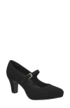 Easy Street Zest Womens Buckle Faux Suede Mary Jane Heels In Black Lamy