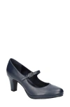 Easy Street Womens Adjustable Faux Leather Mary Jane Heels In Navy