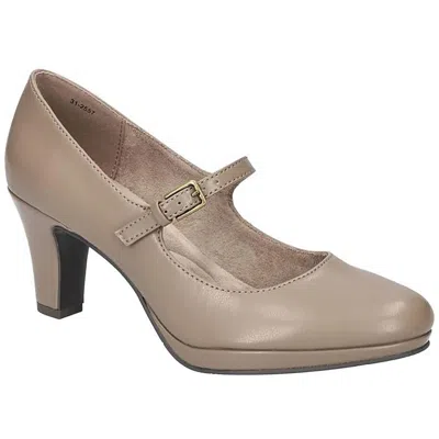 Easy Street Zest Womens Adjustable Faux Leather Mary Jane Heels In Grey
