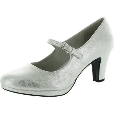 Easy Street Zest Womens Adjustable Manmade Mary Jane Heels In Silver