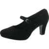 Easy Street Zest Womens Buckle Faux Suede Mary Jane Heels In Black Lamy