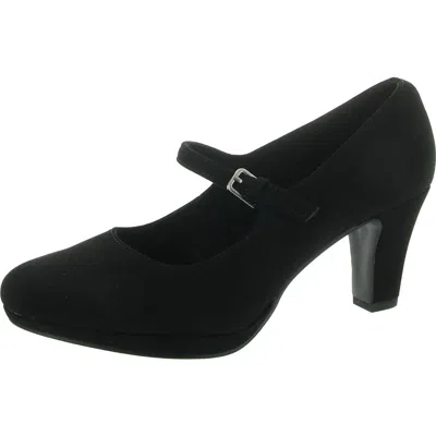 Easy Street Zest Womens Buckle Faux Suede Mary Jane Heels In Black Lamy
