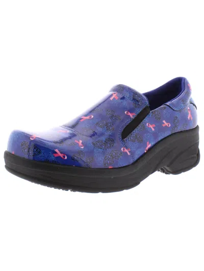 Easy Works By Easy Street Appreciate Womens Patent Leather Slip On Clogs In Blue