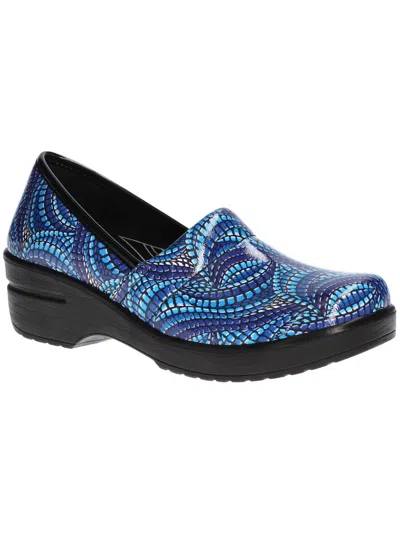Easy Works By Easy Street Laurie Womens Faux Leather Slip On Clogs In Blue