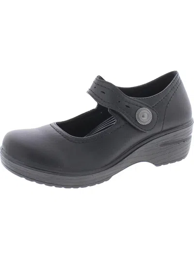 Easy Works By Easy Street Letsee Womens Pleather Adjustable Clogs In Black