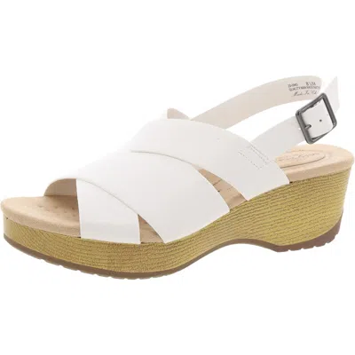 Easy Works By Easy Street Raffey Womens Buckle Faux Leather Slingback Sandals In White