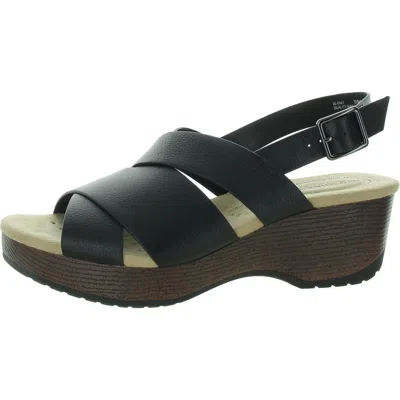 Easy Works By Easy Street Raffey Womens Criss-cross Faux Leather Block Heel In Black