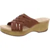 Easy Works By Easy Street Rosanna Womens Faux Leather Open Toe Wedge Sandals In Green