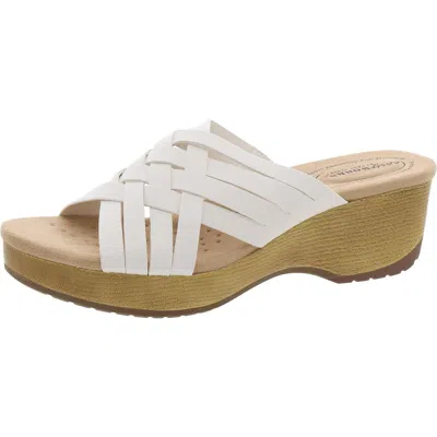 Easy Works By Easy Street Rosanna Womens Faux Leather Open Toe Wedge Sandals In White
