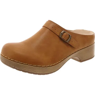 Easy Works By Easy Street Shira Womens Faux Leather Mules Clogs In Gold